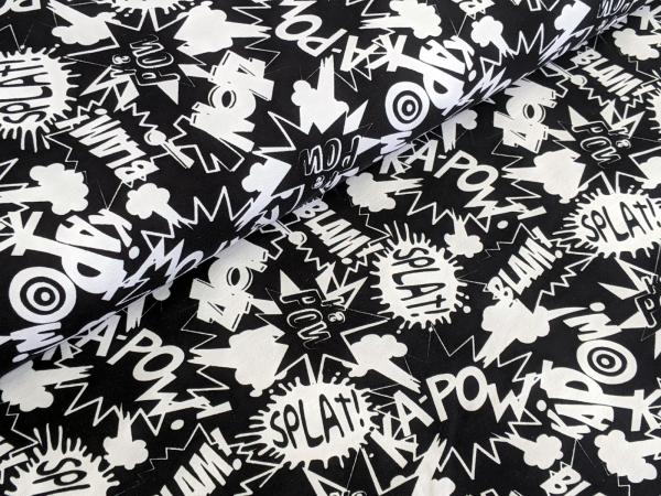 Reststück! French Terry Black & White Baam Schwarz 30 x VB